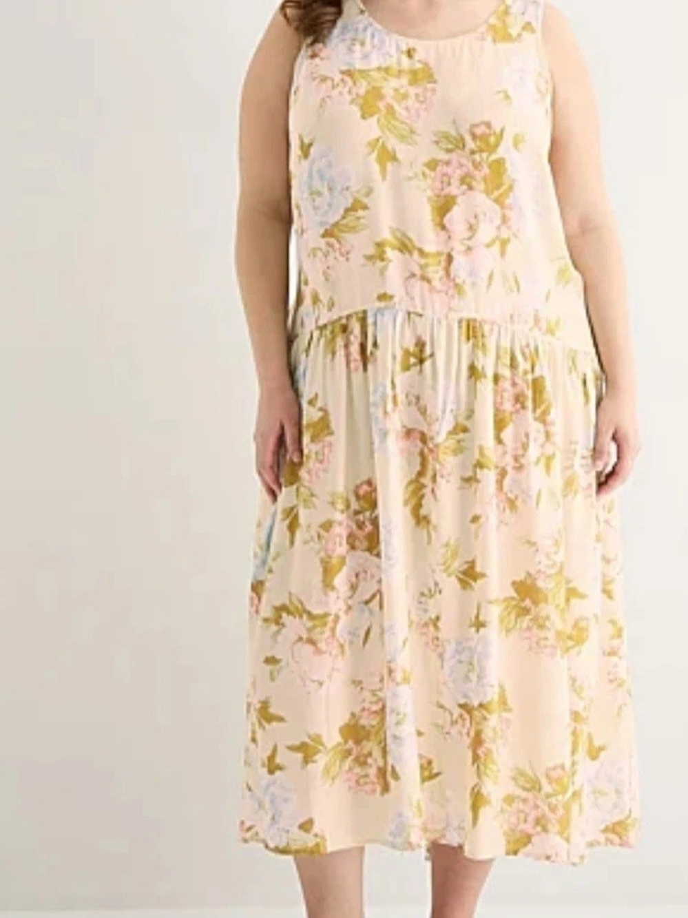 a.n.a Blush Floral Sleeveless Midi Dress